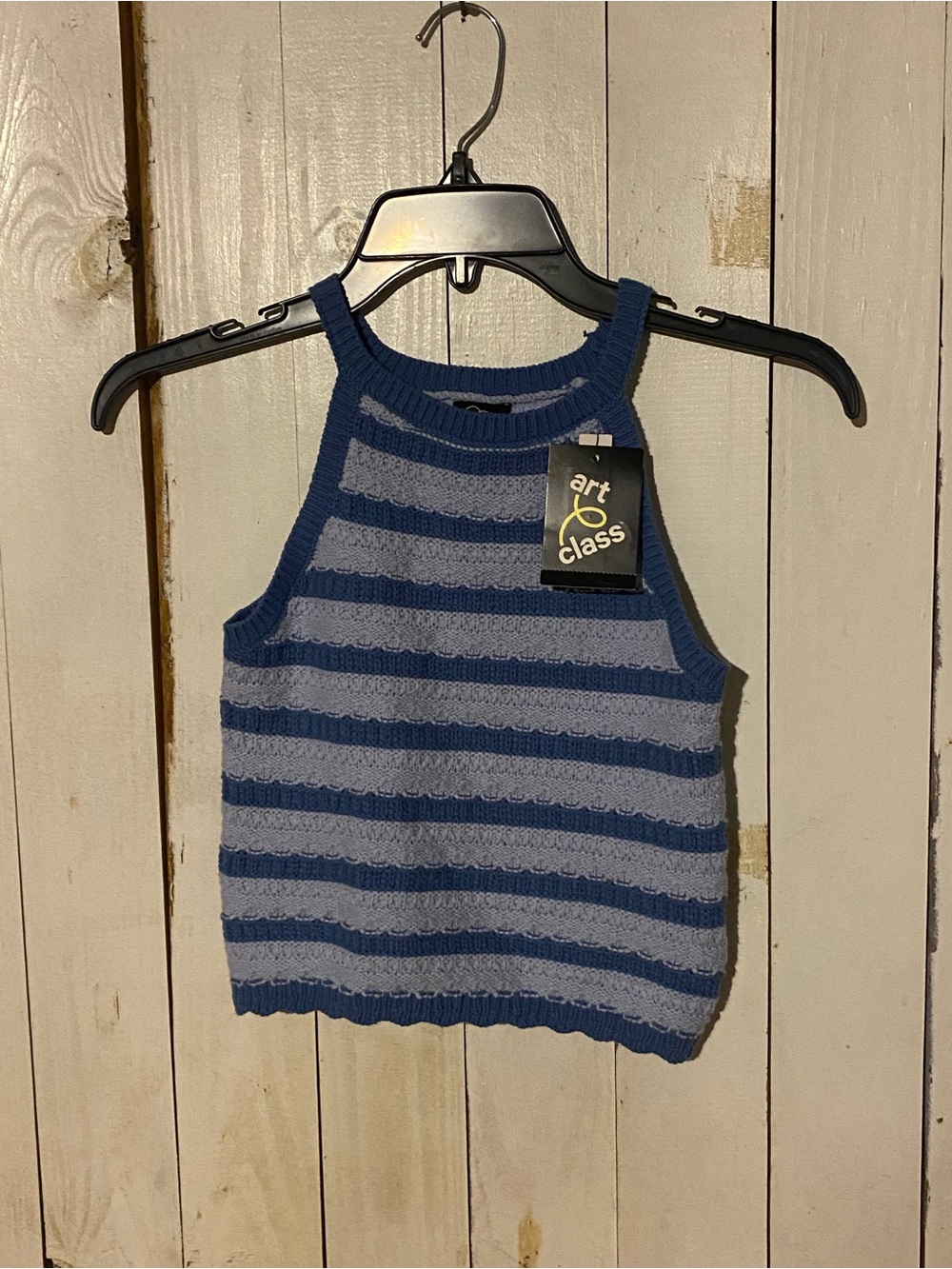 art class Navy and Light Blue Striped Knit Halter Tank